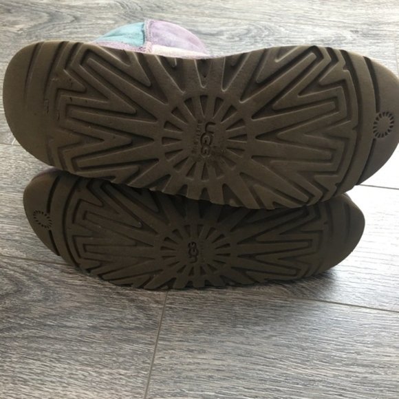 UGG Patchwork Classic Short Boots Purple/Pink/Teal - Picture 5 of 11